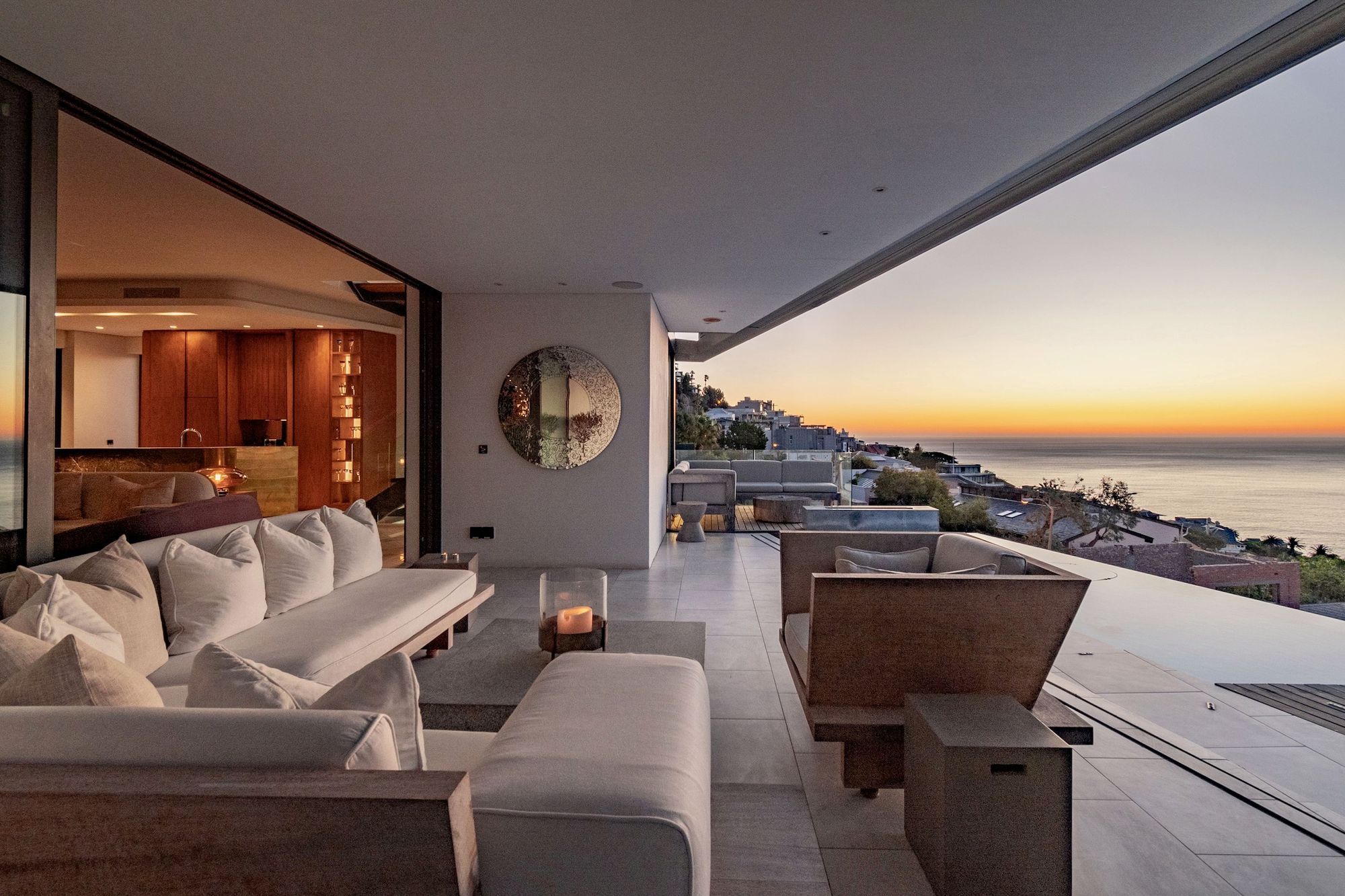 Luxury villa interior with ocean view